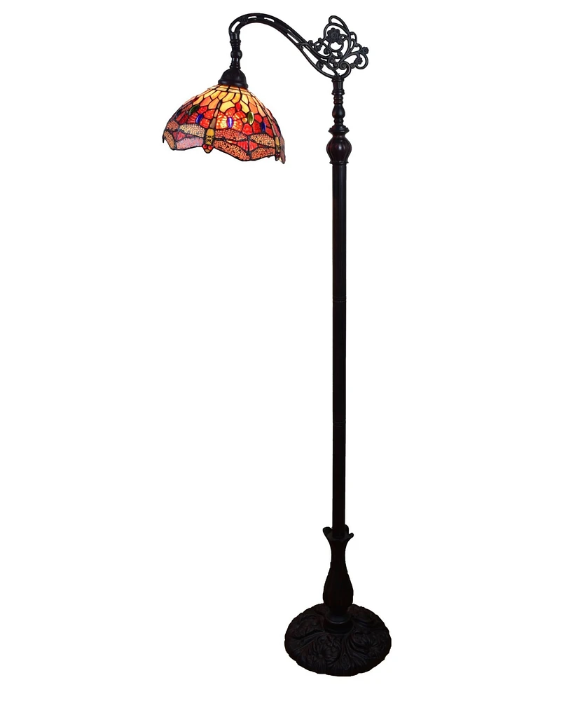 Amora Lighting Tiffany Style Dragonfly Reading Floor Lamp