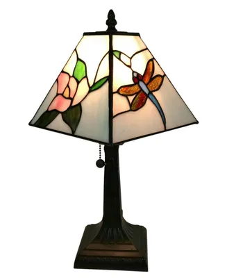 Amora Lighting Tiffany Style Mission Dragonfly Table Lamp
