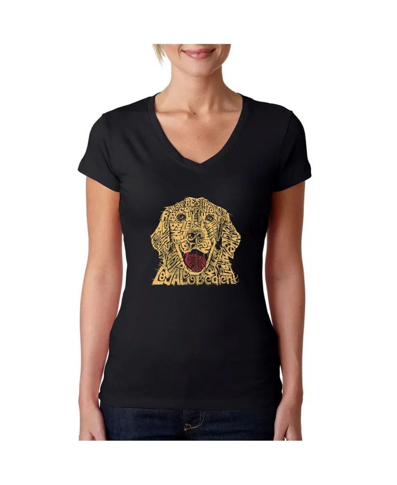 La Pop Art Women's Word V-Neck T-Shirt - Dog