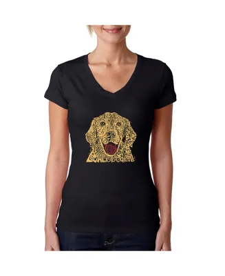 La Pop Art Women's Word V-Neck T-Shirt - Dog