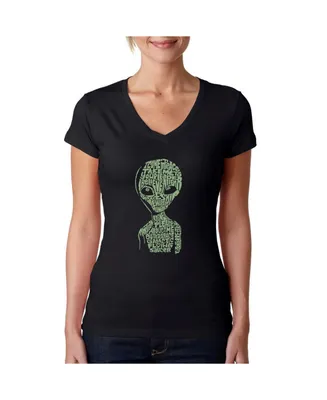 La Pop Art Women's Word V-Neck T-Shirt - Alien