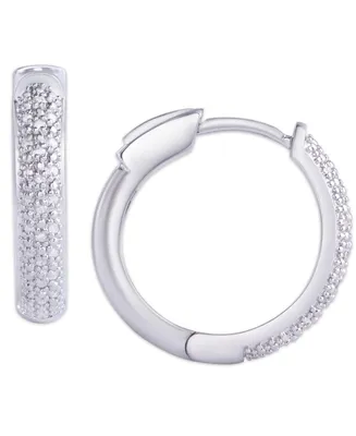 Diamond 1/4 ct. t.w. Pave Hoop Earrings in Sterling Silver