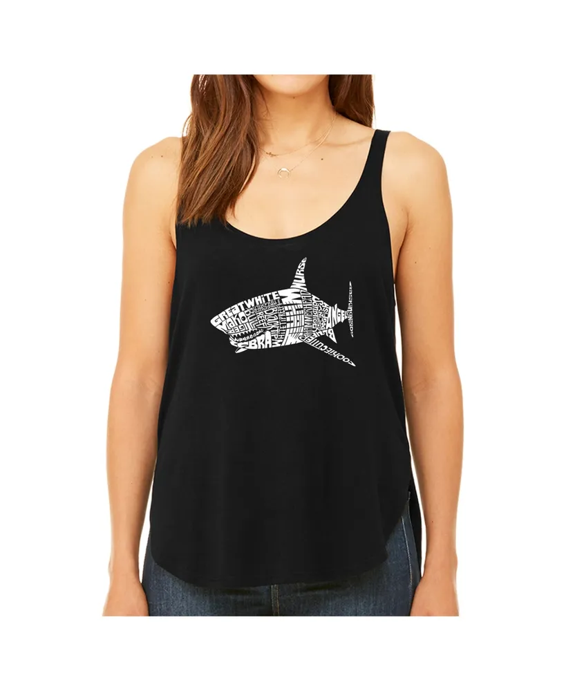 La Pop Art Women's Premium Word Flowy Tank Top- Species Of Shark