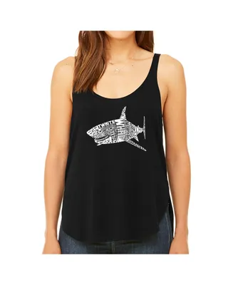 La Pop Art Women's Premium Word Flowy Tank Top- Species Of Shark