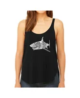 La Pop Art Women's Premium Word Flowy Tank Top- Species Of Shark