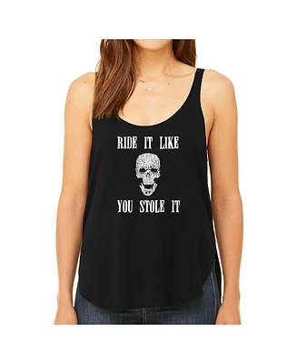 La Pop Art Women's Premium Word Flowy Tank Top- Ride It Like You Stole