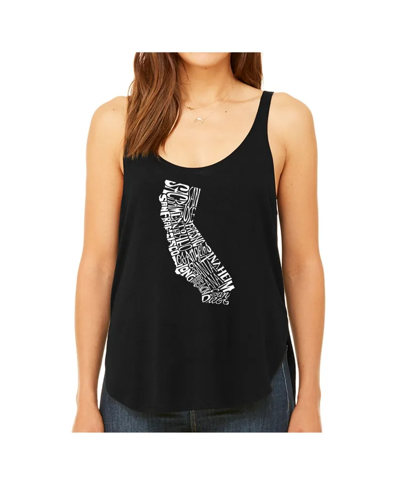 La Pop Art Women's Premium Word Flowy Tank Top- California State