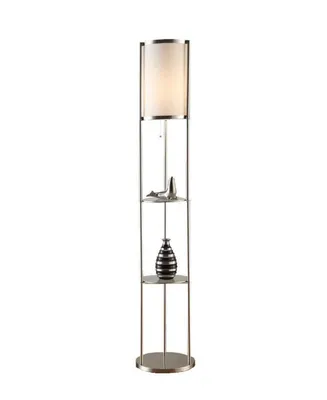 Artiva Usa Exeter Modern 63" Brushed Steel Floor Lamp with Glass Shelf