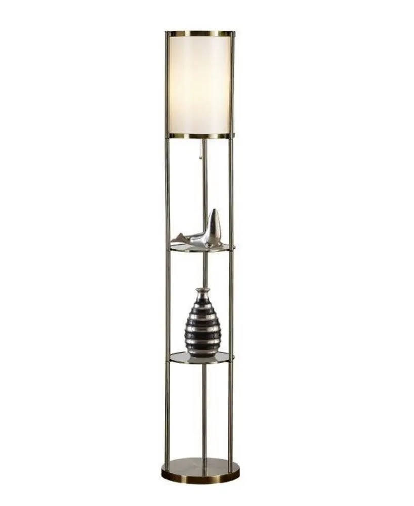 Artiva Usa Exeter 63" Floor Lamp with Durable Glass Shelf and Silk Shade