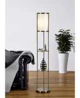 Artiva Usa Exeter 63" Floor Lamp with Durable Glass Shelf and Silk Shade