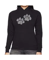 La Pop Art Women's Word Hooded Sweatshirt -Woof Paw Prints