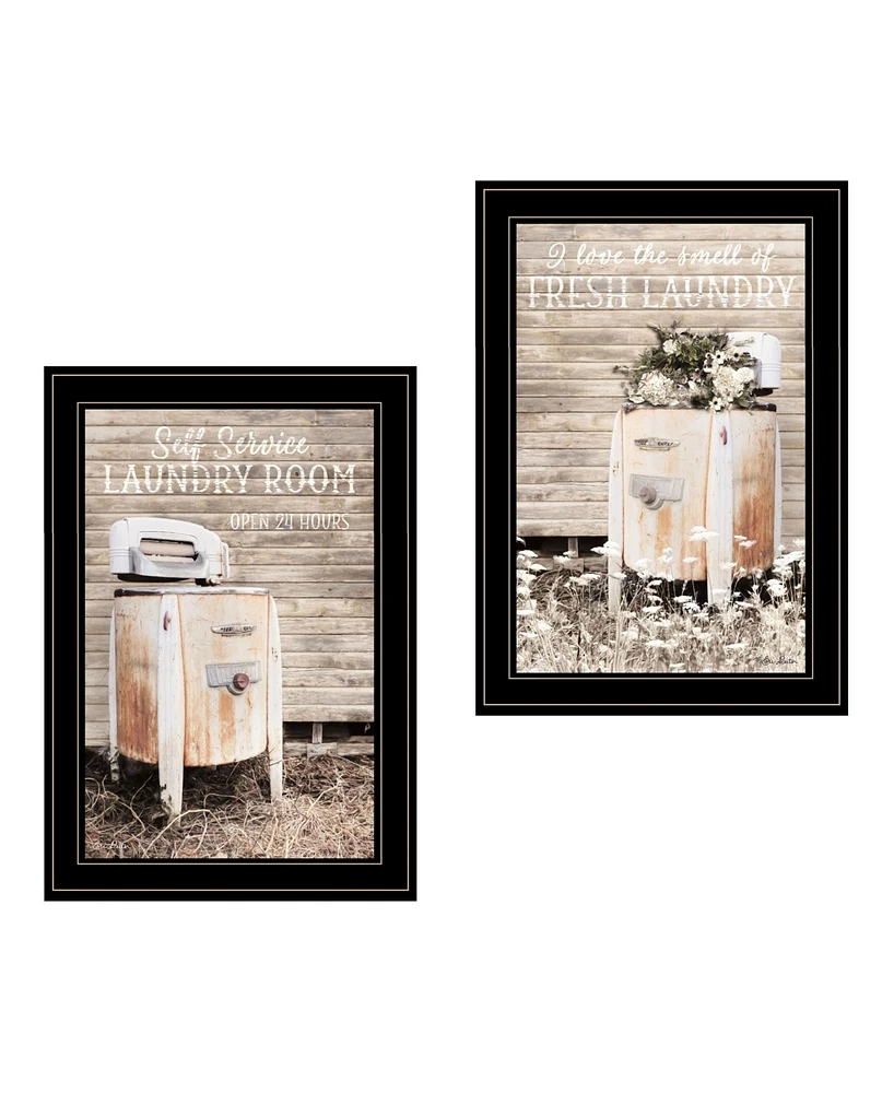 Trendy Decor 4U Laundry Room 2-Piece Vignette by Lori Deiter, Black Frame, 15" x 21"