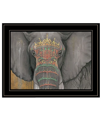 Trendy Decor 4U Tattooed Elephant by Britt Hallowell, Ready to hang Framed Print, Black Frame, 19" x 15"