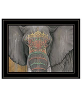 Trendy Decor 4U Tattooed Elephant by Britt Hallowell, Ready to hang Framed Print, Black Frame, 19" x 15"