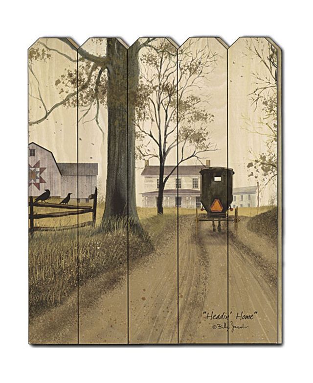 Trendy Decor 4U Headin Home by Billy Jacobs, Printed Wall Art on a Wood Picket Fence, 16" x 20"