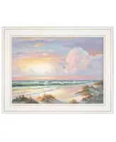 Trendy Decor 4U Golden Sunset on Crystal Cove by Georgia Janisse, Ready to hang Framed Print, White Frame, 19" x 15"