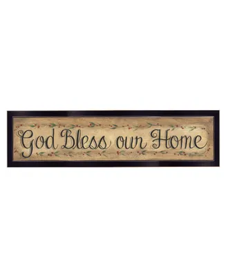 Trendy Decor 4U God Bless Our Home by Gail Eads, Ready to hang Framed Print, Black Frame, 20" x 6"