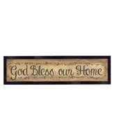 Trendy Decor 4U God Bless Our Home by Gail Eads, Ready to hang Framed Print, Black Frame, 20" x 6"