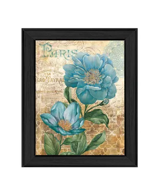 Trendy Decor 4U Paris Blue Ii By Ed Wargo, Printed Wall Art, Ready to hang, Black Frame, 14" x 18"