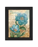 Trendy Decor 4U Paris Blue Ii By Ed Wargo, Printed Wall Art, Ready to hang, Black Frame, 14" x 18"