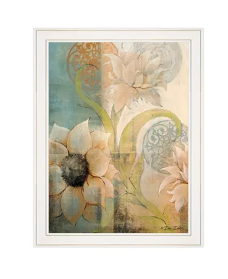 Trendy Decor 4U Meandering Flowers I by Dee Dee, Ready to hang Framed Print, White Frame, 21" x 27"