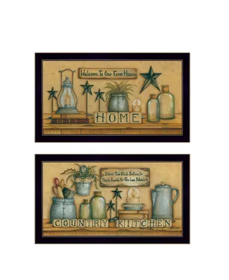 Trendy Decor 4U Country Welcome Collection By Mary June, Printed Wall Art, Ready to hang, Black Frame, 40" x 11"