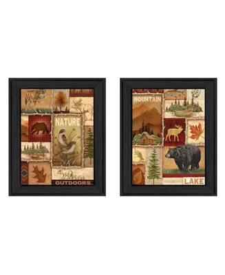 Trendy Decor 4U Lodge Collage Collection By Ed Wargo, Printed Wall Art, Ready to hang, Black Frame, 28" x 18"