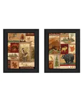 Trendy Decor 4U Lodge Collage Collection By Ed Wargo, Printed Wall Art, Ready to hang, Black Frame, 28" x 18"