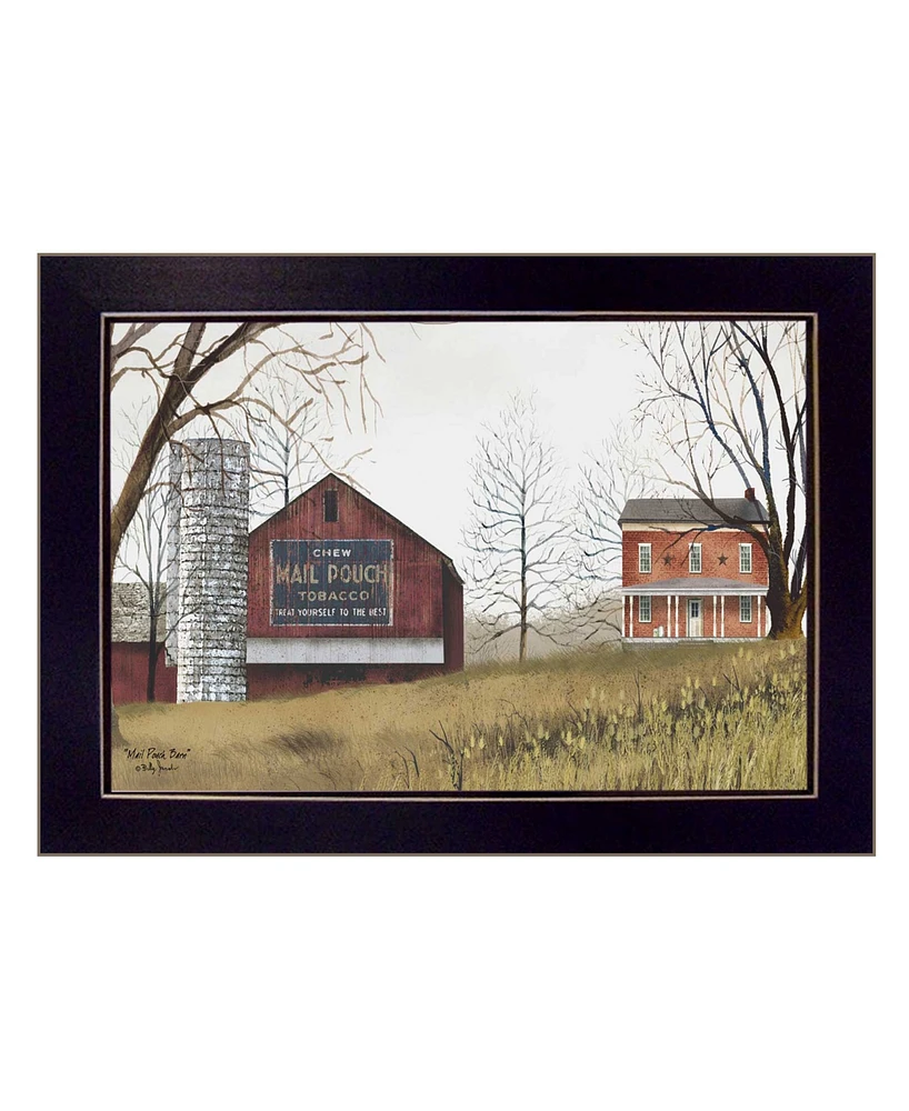 Trendy Decor 4U Mail Pouch Barn By Billy Jacobs, Printed Wall Art, Ready to hang, Black Frame, 18" x 14"