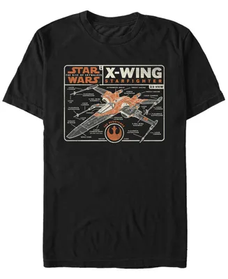 Star Wars Men's Rise of Skywalker X-Wing Star Fighter Blueprint T-shirt