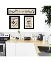 Trendy Decor 4U Kitchen Friendship Collection Iii 3-Piece Vignette by Millwork Engineering, Black Frame, 33" x 11"