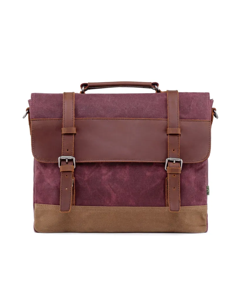 Tsd Brand Stone Creek Waxed Canvas Briefcase