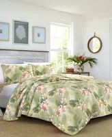 Tommy Bahama Tropical Orchid Palm Reversible 3 Piece Quilt Set