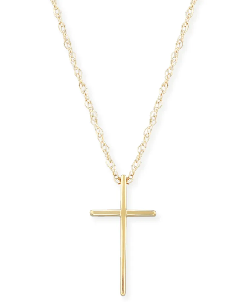 Solid Cross Necklace Set 14k Yellow, White or Rose Gold