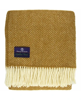Prince of Scots Highland Tweed Herringbone Pure Wool Oversized Throw, 59" x 72"
