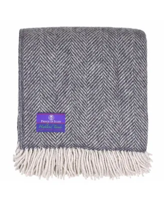 Prince of Scots Highland Tweed Herringbone Pure Wool Oversized Throw, 59" x 72"