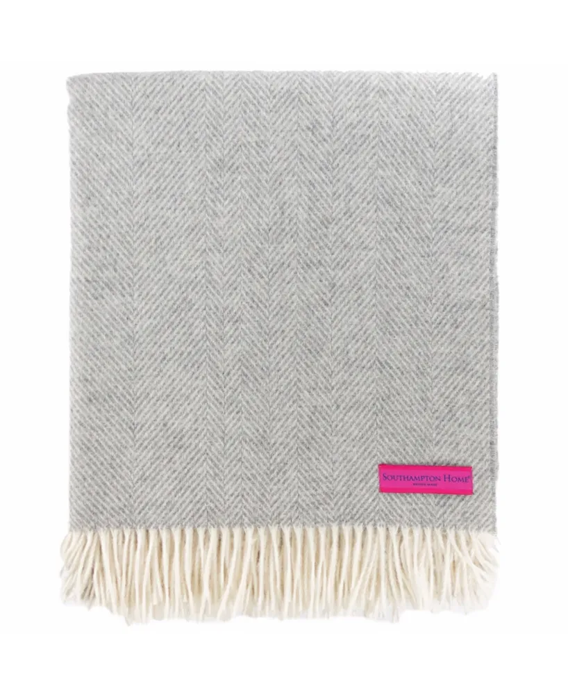 Southampton Home Merino Wool Herringbone Throw - Silver