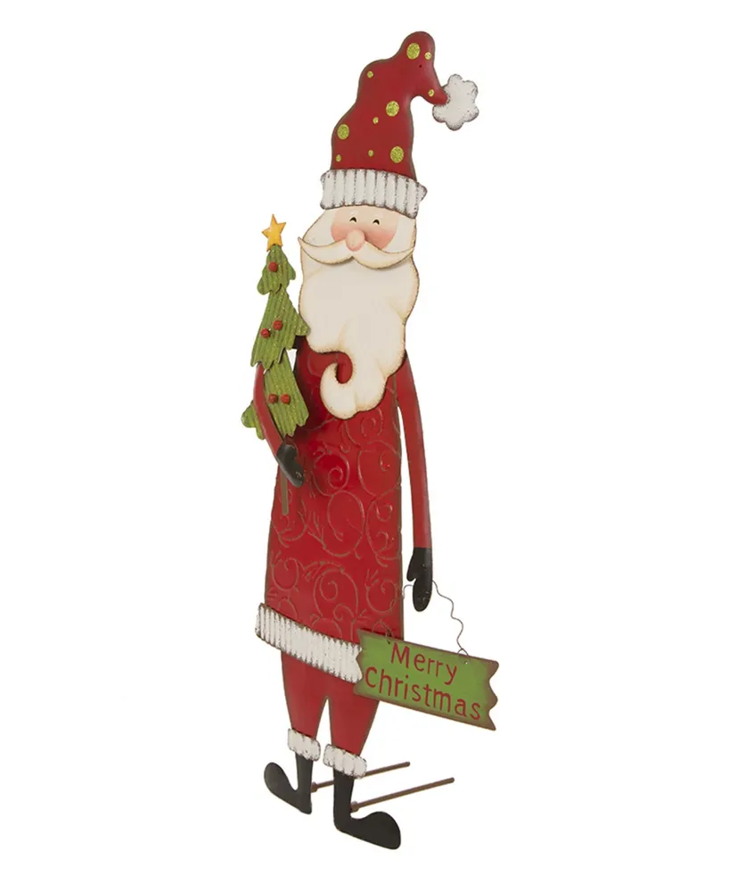 Glitzhome 36.02" H Metal Three Function Santa Yard Stake