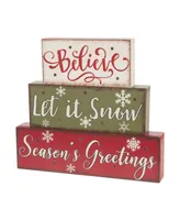 Glitzhome 11.81" Christmas Wooden Led Lighted Block Word Sign 10 Bulbs