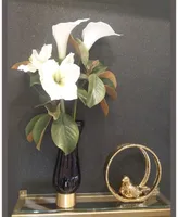 Classic Touch Glass Vase with Gold Tone Base