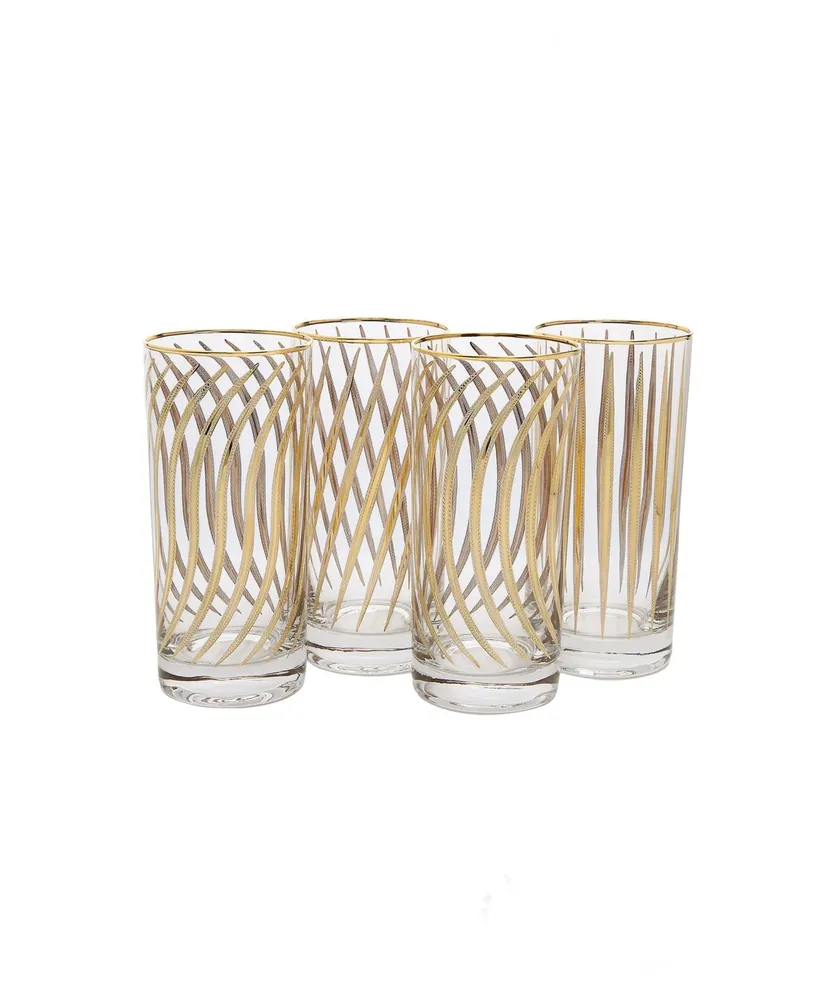 Classic Touch Set of 4 Mix and Match Water Tumblers with 24K Gold Design