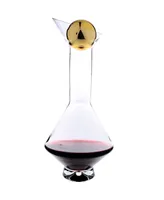 Classic Touch Glass Diamond Shaped Decanter with Gold Tone Reflection and Lid