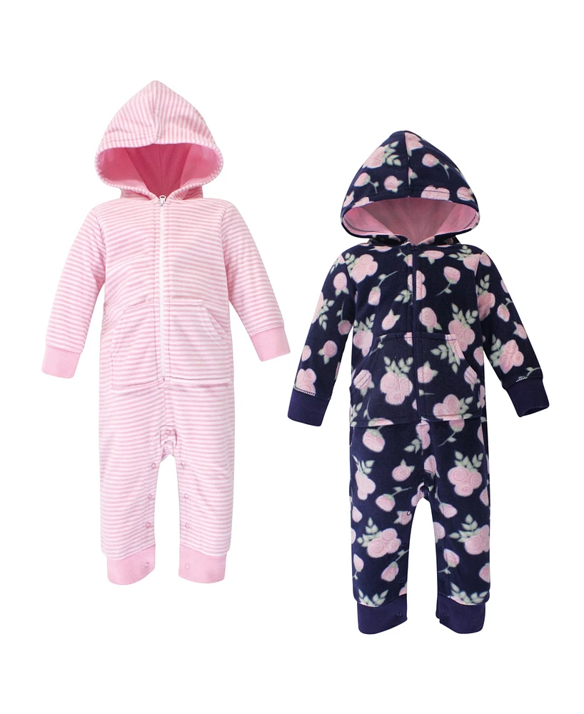 Hudson Baby Baby Girls Fleece Jumpsuits, Coveralls, and Playsuits 2pk