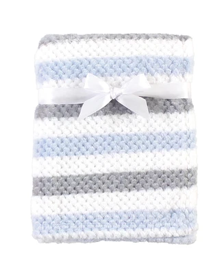 Hudson Baby Plush Waffle Blanket with Stripe