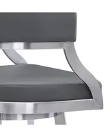 Saturn 26" Counter Height Swivel Gray Artificial leather and Brushed Stainless Steel Bar Stool