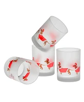 Culver Santa Dachshunds Dof Glass 14-Ounce Set of 4