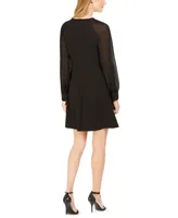 Calvin Klein Illusion-Sleeve A-Line Dress