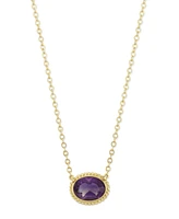 Gemstone Twist Gallery Necklace 14k Yellow Gold