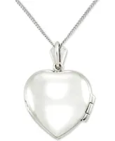 Jade (13mm) & Marcasite Heart Locket 18" Pendant Necklace in Sterling Silver