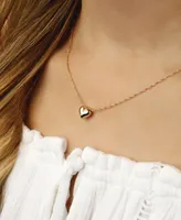 Puffed Heart Necklace Set in 14k Yellow Gold